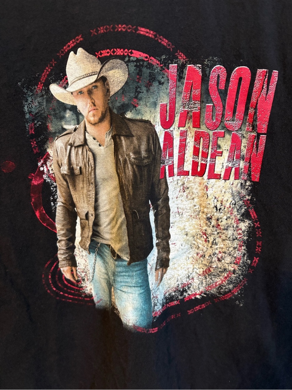 Anvil Black Jason Aldean Graphic Tee with Red Accents - Picture 2 of 5